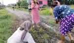 सडक मर्मतको माग गर्दै स्थानीयले सडकमै गरे धान रोपाइँ