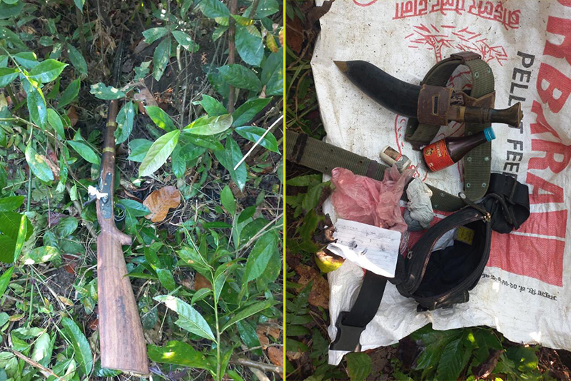 चारआली जंगलमा भरुवा बन्दुक, बारुद र खुकुरी फेला