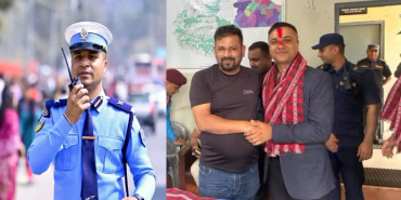 ट्राफिक प्रहरी परिसर सातदोबाटोबाट प्रहरी निरीक्षक गिरीको बिदाइ,नक्साल जाँदै