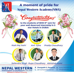 नेपाल वेस्टर्न एकेडेमीका विद्यार्थी पेड इन्टर्नसिपका लागि दुबइका होटलहरुमा जाने