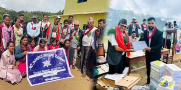 जन्मदिनमा जोशीद्वारा विद्यार्थीलाई शैक्षिक सामग्री र विद्यालयलाई ल्यापटप सहयोग