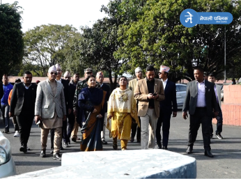 सिंहदरबार अवलोकनमा पूर्वराष्ट्रपति भण्डारी, छिट्टै पुनर्निर्माणको सुझाव
