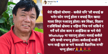 मलाई कसैले पनि मन्त्री नभन्नुहोला : महाविर पुन 