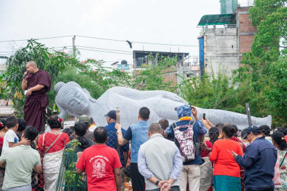 विष्णुमती किनारमा १५ फिट लामो बुद्ध मूर्ति स्थापना, स्थानीयलाई व्यवस्थापनको जिम्मा दिइने