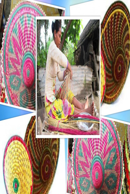 फुर्सदिला थारू समुदायका महिला ढकिया बुन्दै