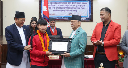 खेलाडीले देशको परिचय र प्रतिष्ठालाई माथि उठाउन योगदान गरेका छन् : प्रधानमन्त्री