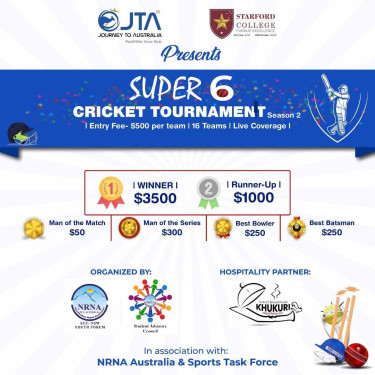 अष्ट्रेलियाको टास्कर पार्कमा ‘सुपर ६ क्रिकेट प्रतियोगिता’ हुने