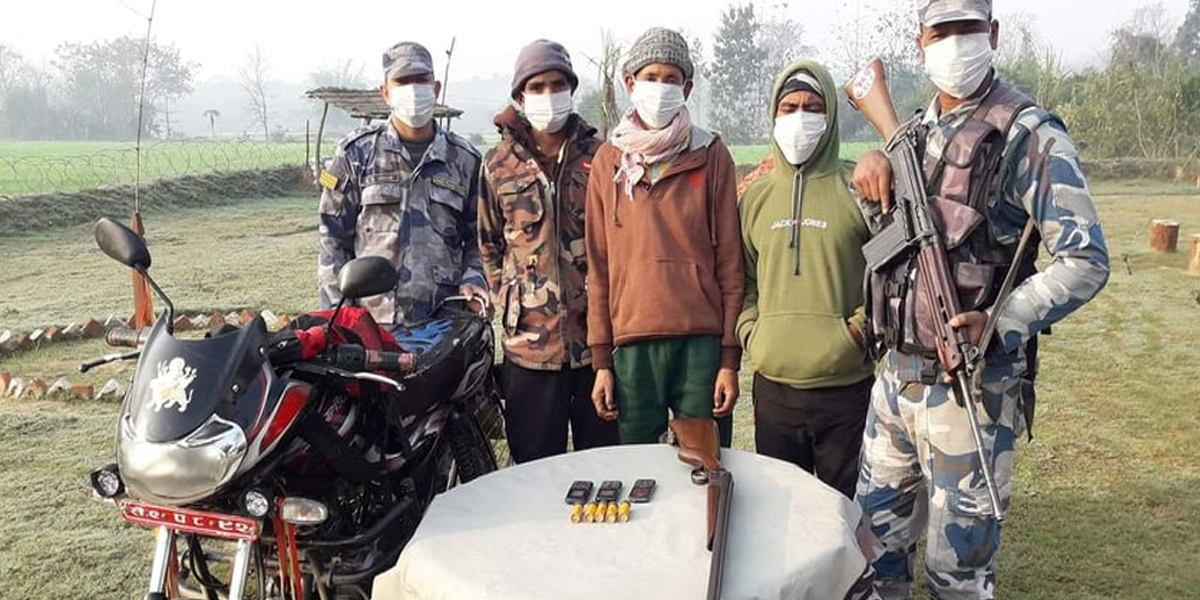 बन्दुकसहित तीनजना पक्राउ