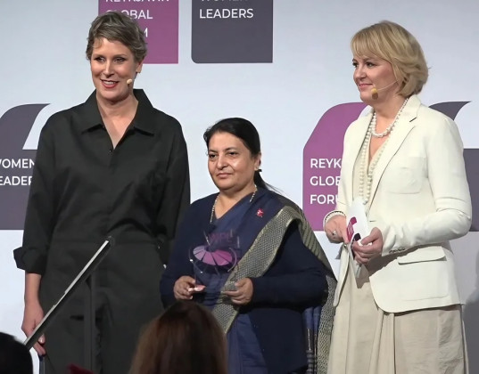 राष्ट्रपति भण्डारीसमक्ष विभिन्न मुलुकका नेत्रीद्वारा शिष्टाचार भेट