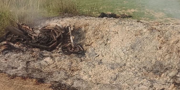 कञ्चनपुरमा जलेको अवस्थामा मोटरसाइकलसहित शव फेला