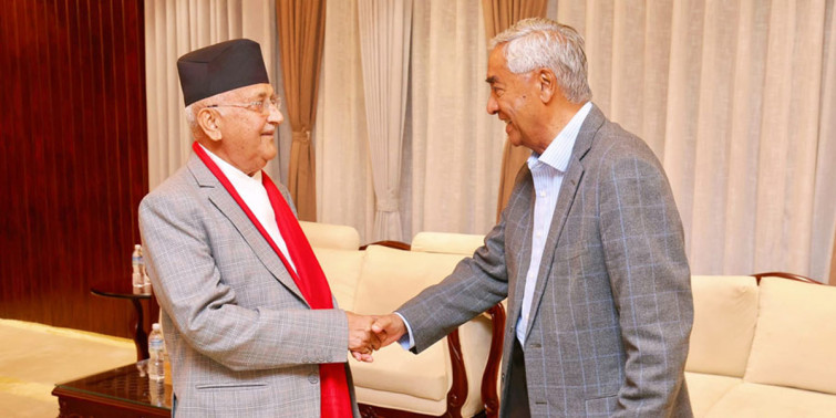 प्रधानमन्त्री ओली र कांग्रेस सभापति देउवाबीच भेटवार्ता