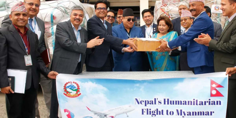 २७ टन राहत सामग्री म्यान्मार सरकारलाई पठाइयो
