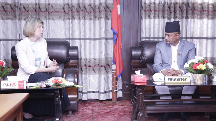 स्वास्थ्य मन्त्री गिरी र बेलायती राजदूत पाटिलबीच भेटवार्ता