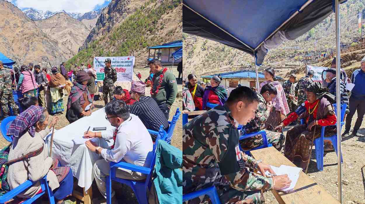 रुकुम (पूर्व) मा नेपाली सेनाद्वारा सञ्चालन गरेको स्वास्थ्य शिविर २५० स्थानीय लाभान्वित