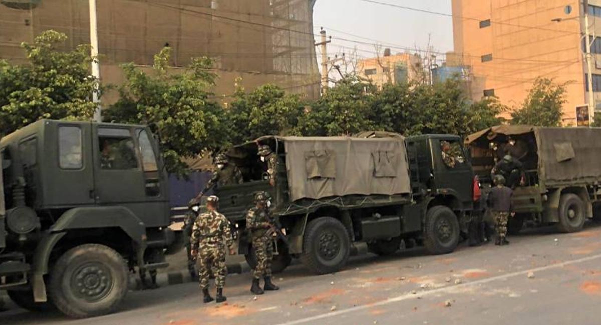 तीनकुनेको कर्फ्यु क्षेत्रमा नेपाली सेना खटियो